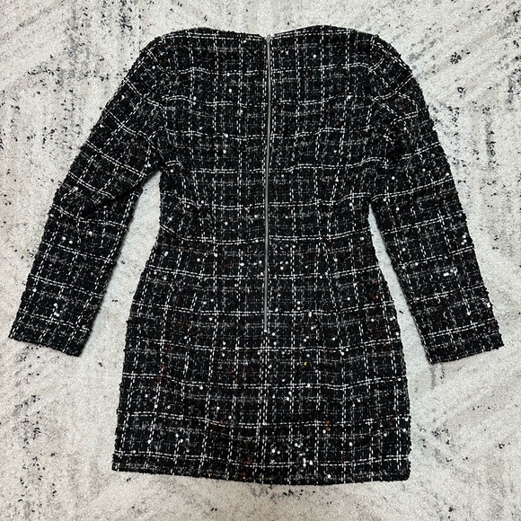 Gianni Bini Black Tweed Sequin Long Sleeve Dress New With Tags Size 8 - Picture 13 of 15